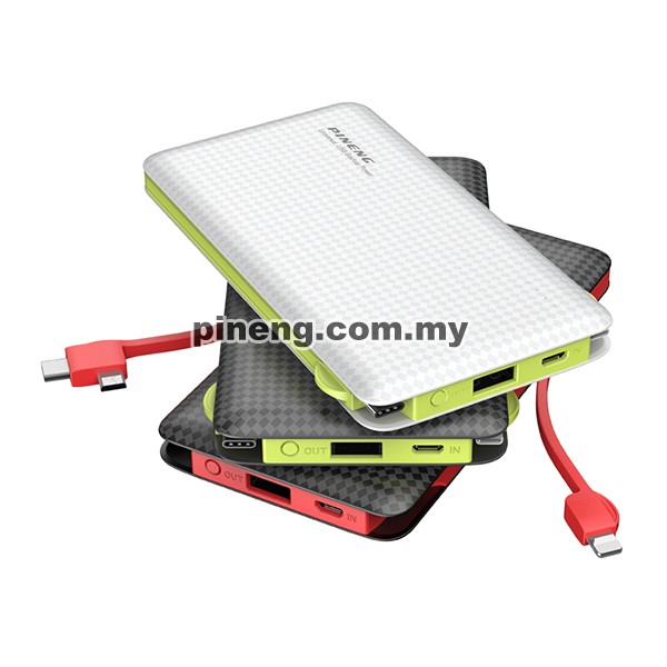 [Wholesale] PINENG PN-956 10000mAh Built-In 2 Cable Lithium Polymer Power Bank