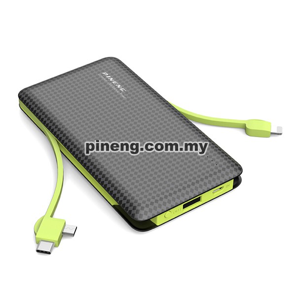 [Wholesale] PINENG PN-956 10000mAh Built-In 2 Cable Lithium Polymer Power Bank