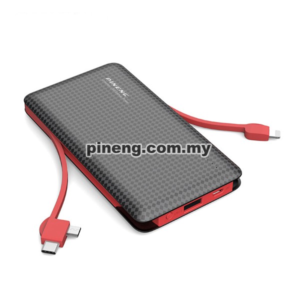 [Wholesale] PINENG PN-956 10000mAh Built-In 2 Cable Lithium Polymer Power Bank