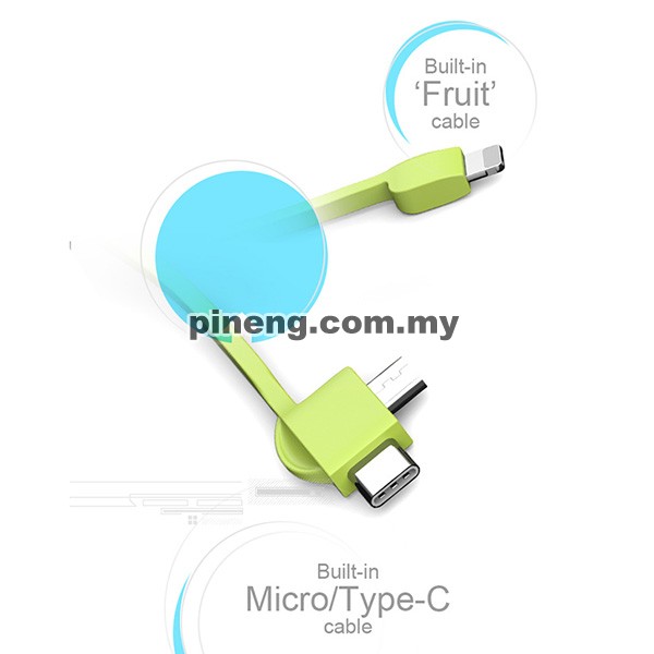 [Wholesale] PINENG PN-956 10000mAh Built-In 2 Cable Lithium Polymer Power Bank